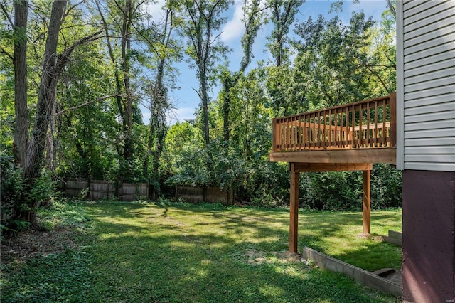 view of yard featuring a deck