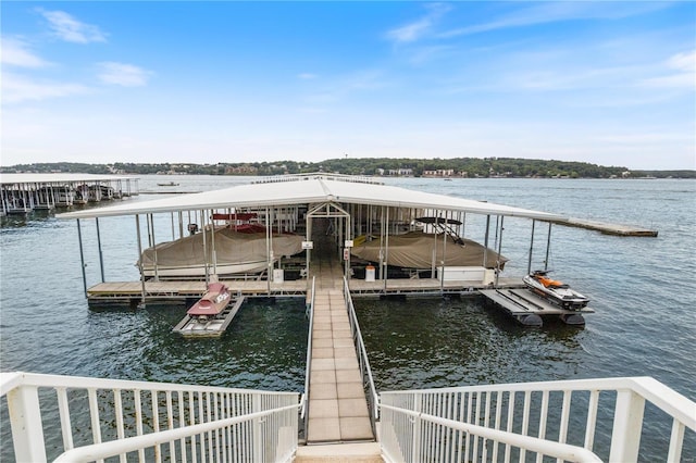 view of dock featuring a water view