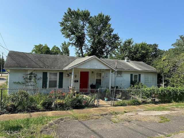 view of single story home