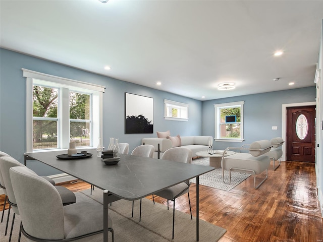 dining area featuring wood-type flooring