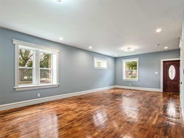 entrance foyer featuring wood-type flooring and a healthy amount of sunlight