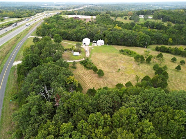 drone / aerial view with a rural view