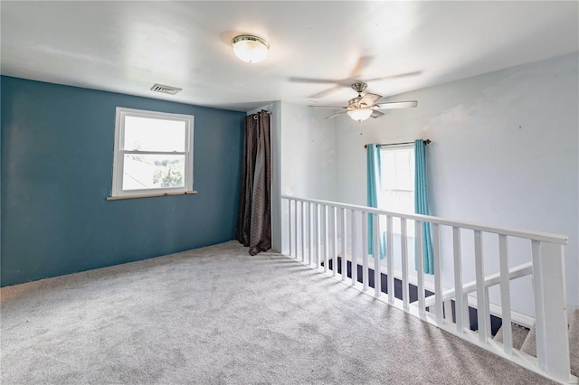 spare room featuring plenty of natural light and carpet