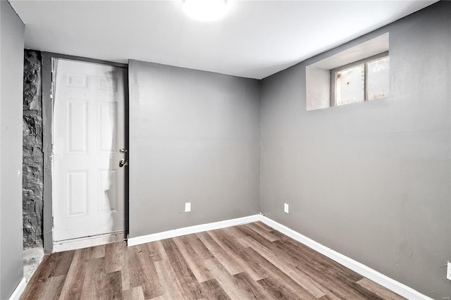 basement featuring wood-type flooring