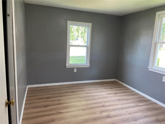 unfurnished room featuring a healthy amount of sunlight and light wood-type flooring