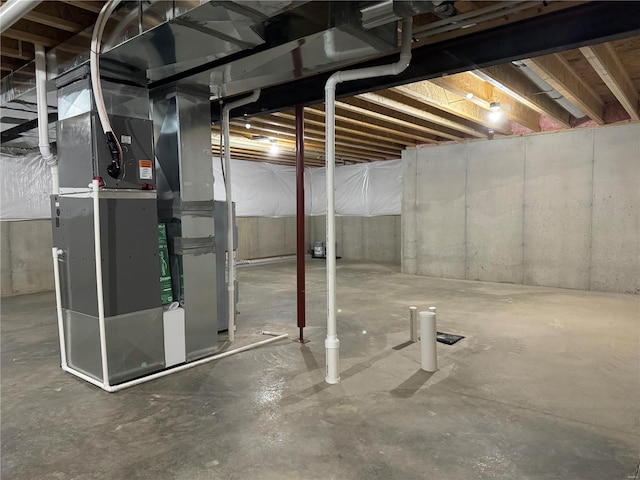 basement with heating unit