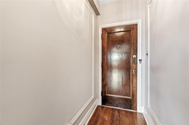 entryway featuring dark wood-type flooring