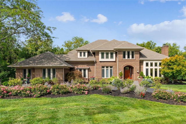 view of front of house featuring a front lawn