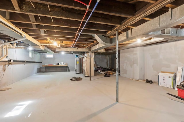 basement with gas water heater