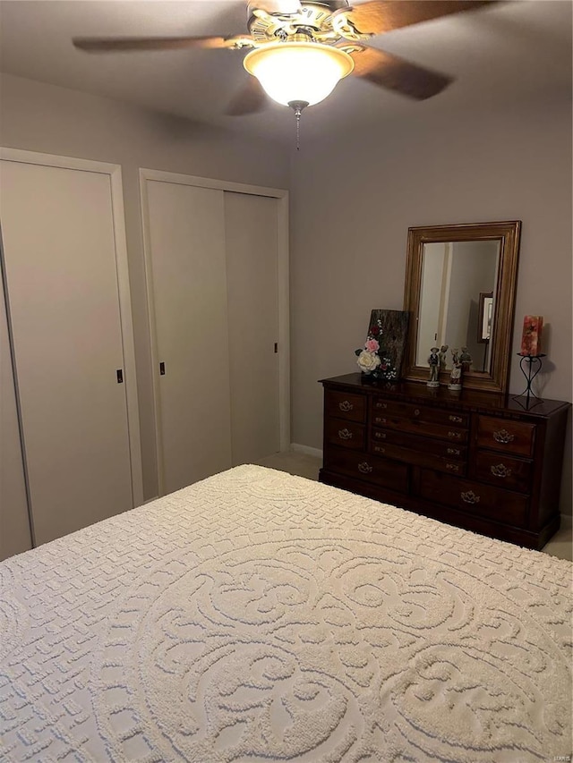 bedroom featuring ceiling fan