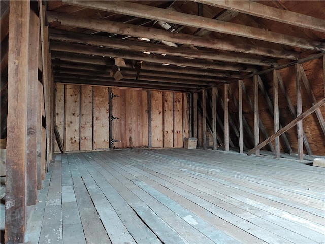 view of unfinished attic