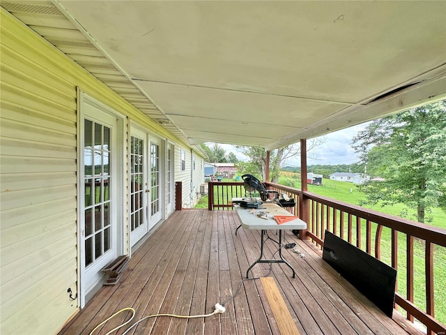 wooden deck with french doors