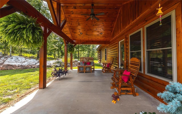 view of patio with ceiling fan