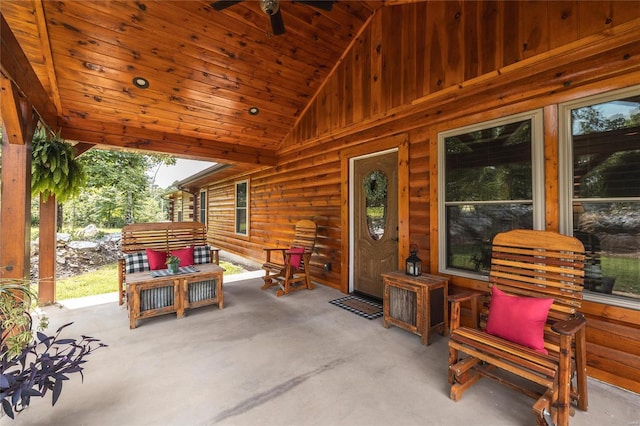 view of patio with ceiling fan