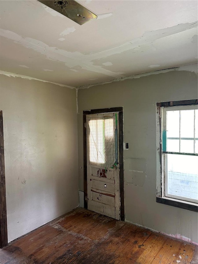 empty room featuring a healthy amount of sunlight and wood-type flooring