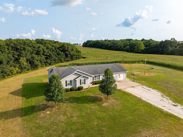 drone / aerial view featuring a rural view