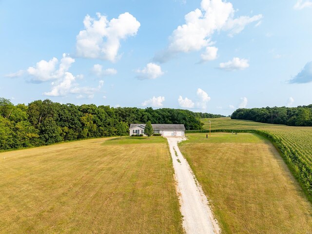 view of property's community featuring a rural view and a yard