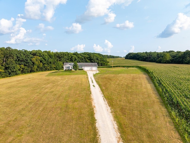 aerial view with a rural view