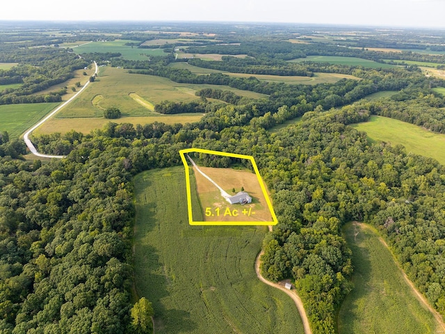 birds eye view of property with a rural view