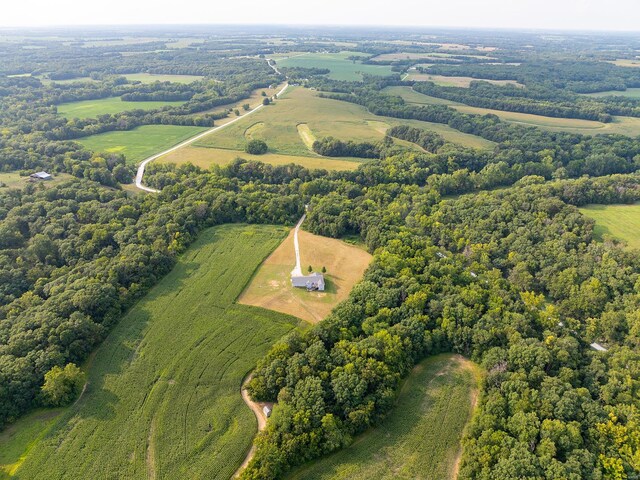 birds eye view of property with a rural view