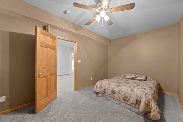 bedroom featuring carpet and ceiling fan