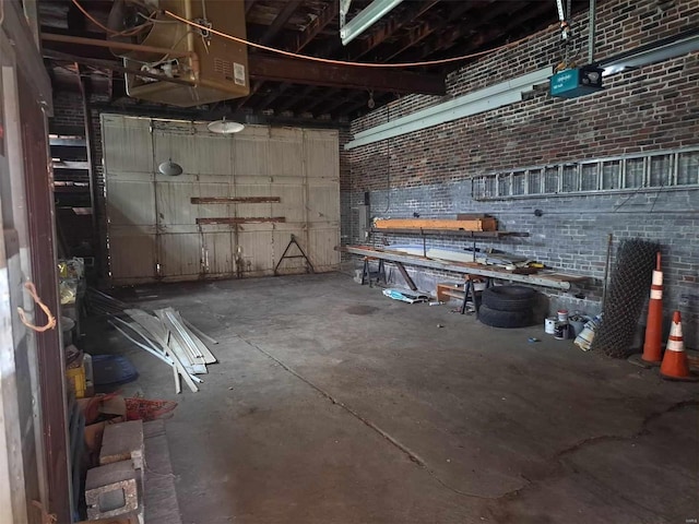 basement featuring a workshop area