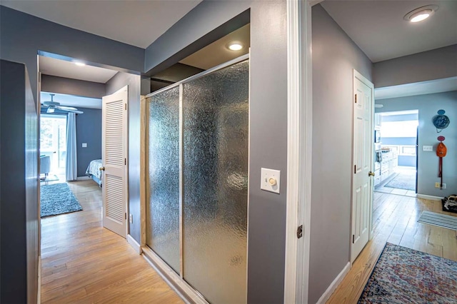 hall featuring light hardwood / wood-style floors