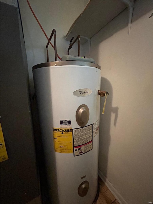 utility room with water heater