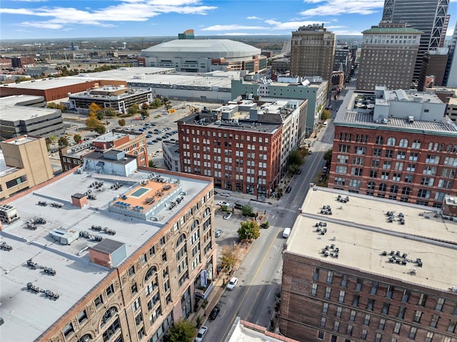 aerial view with a city view