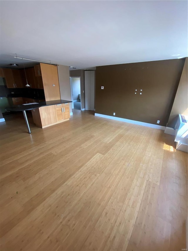 unfurnished living room featuring light hardwood / wood-style flooring