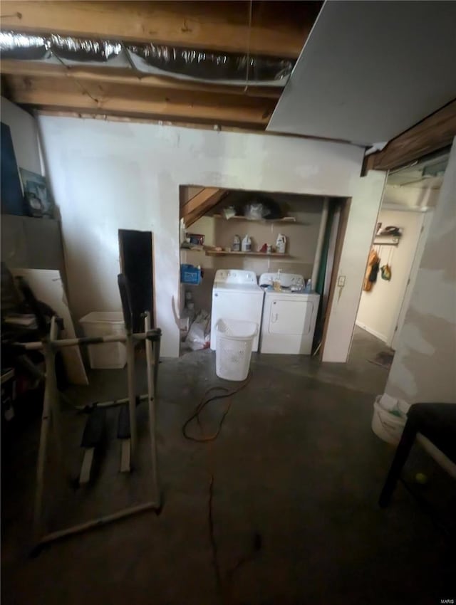 interior space featuring washer and clothes dryer