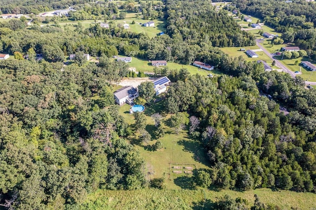 aerial view featuring a forest view