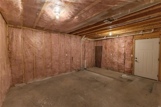 view of unfinished basement