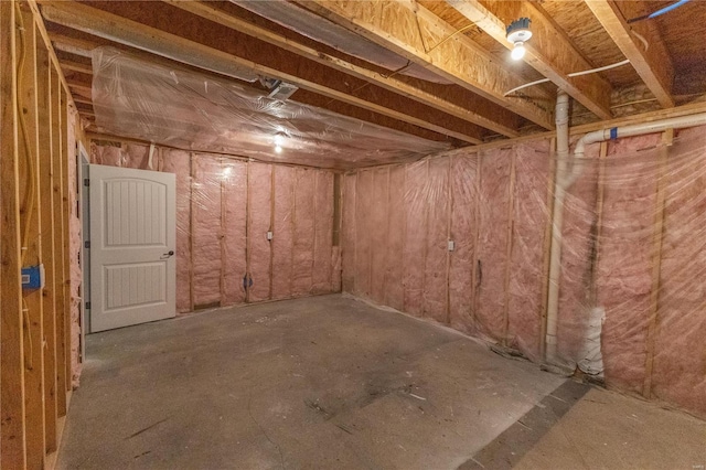view of unfinished basement