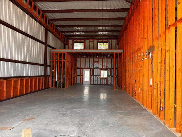 garage with wooden walls