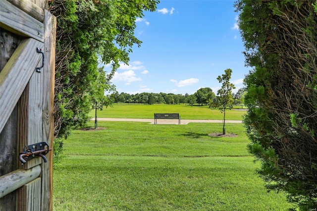 view of property's community featuring a lawn