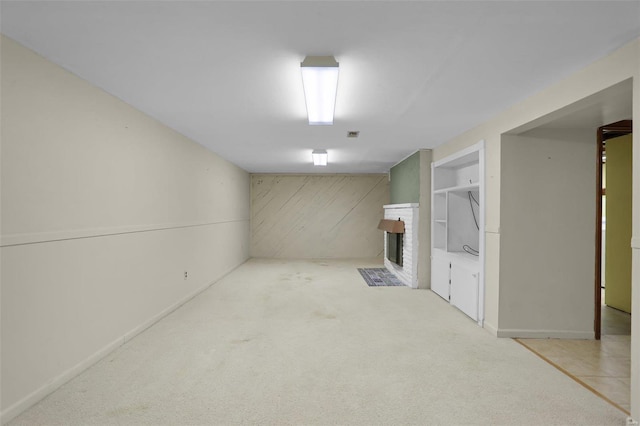 basement with light carpet