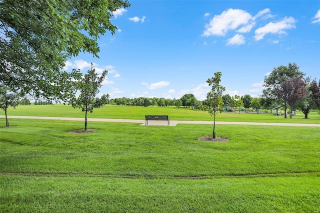 view of property's community featuring a lawn