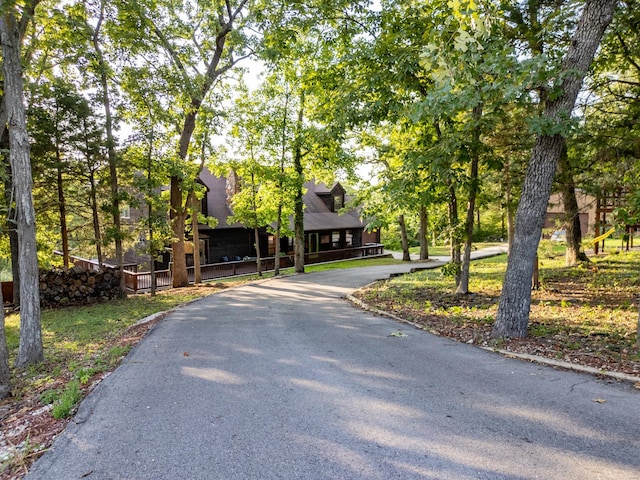 view of road featuring aphalt driveway