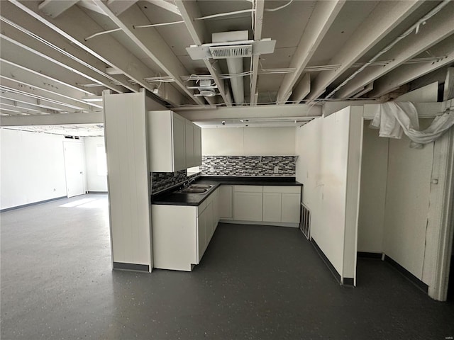 kitchen featuring sink, white cabinetry, and decorative backsplash