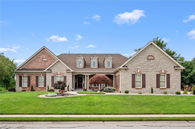 view of front of home featuring a front lawn