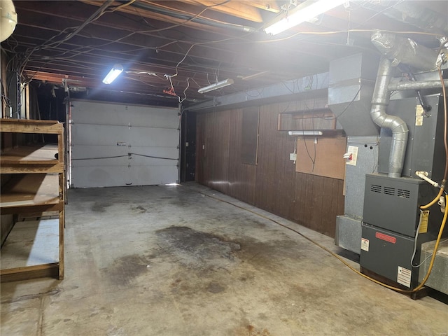 garage featuring heating unit