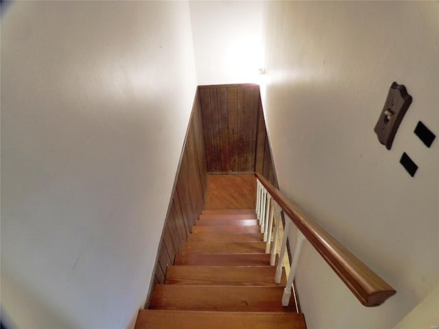 stairs with wood-type flooring