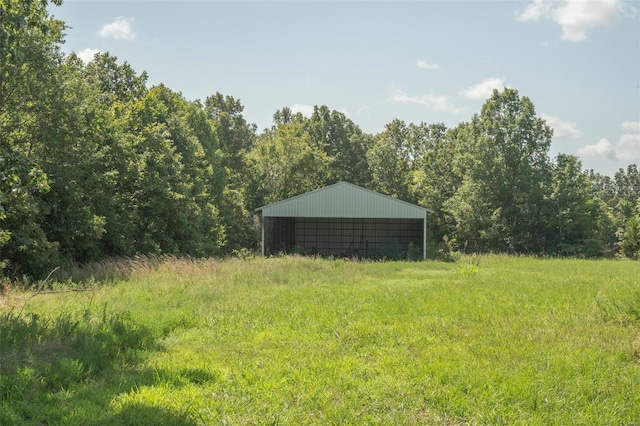 view of yard featuring an outdoor structure