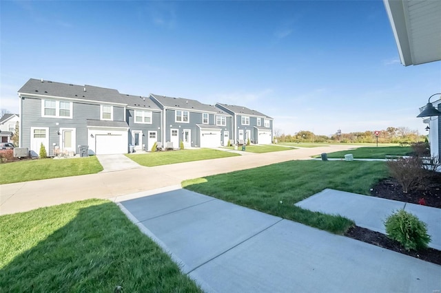 view of yard with a garage