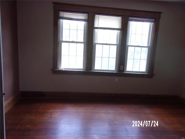 spare room featuring dark wood-type flooring