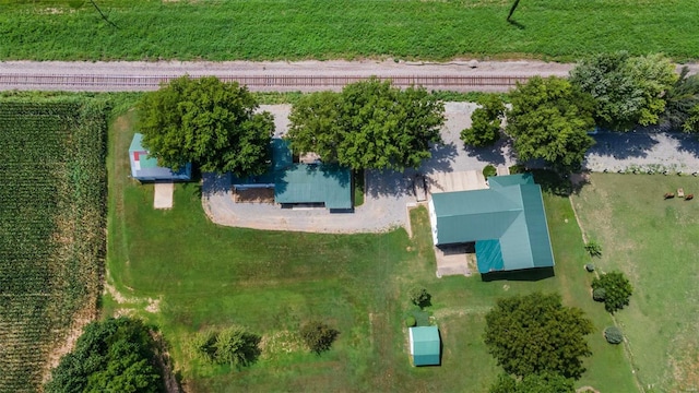 aerial view featuring a rural view