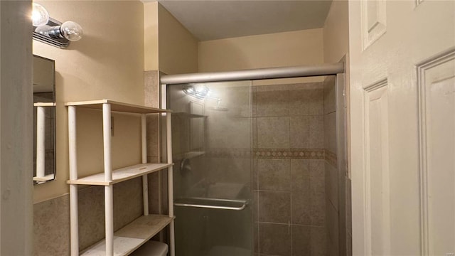 bathroom featuring walk in shower