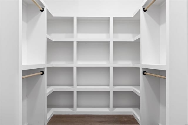 walk in closet with hardwood / wood-style floors