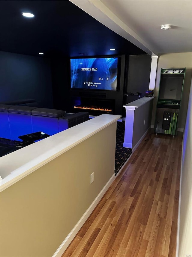 hall featuring dark hardwood / wood-style floors